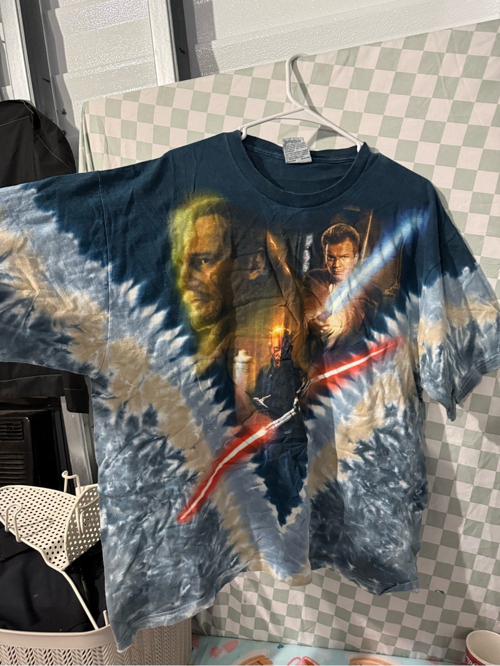 Liquid Blue Navy and Tan Tie-Dye Star Wars Graphic Tee